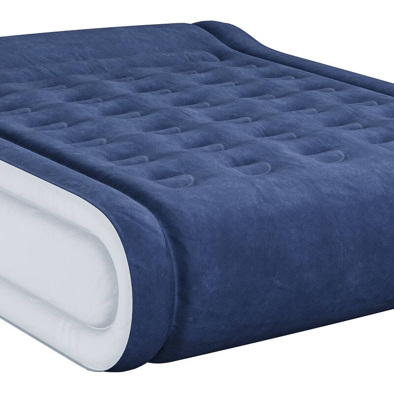 Moasis Queen 17 Inch Inflatable Mattress with Integrated Pillow