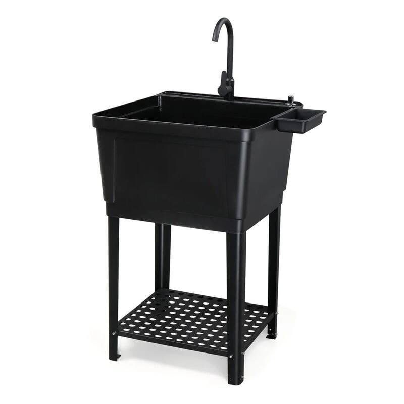 Plastic Utility Sink Freestanding with Storage Shelf