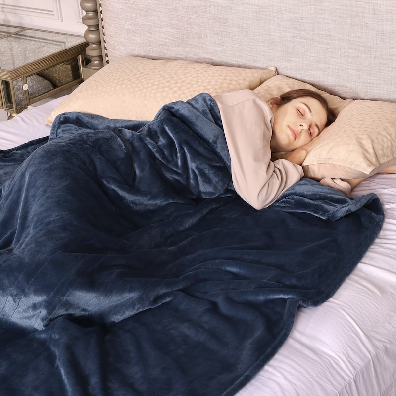 Electric Flannel King Queen Throw Heated Blanket - Twin - Blue