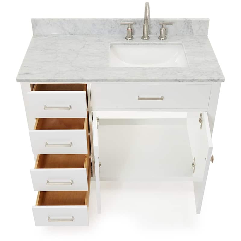 Ariel H043SRCW2RVO Bristol 42" Thick Carrara Marble Vanity Top
