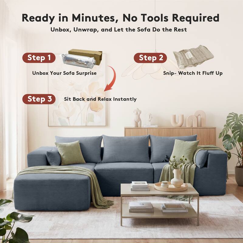 Modern L-Shaped Cloud Modular Sectional Sofa with Chaise Lounge