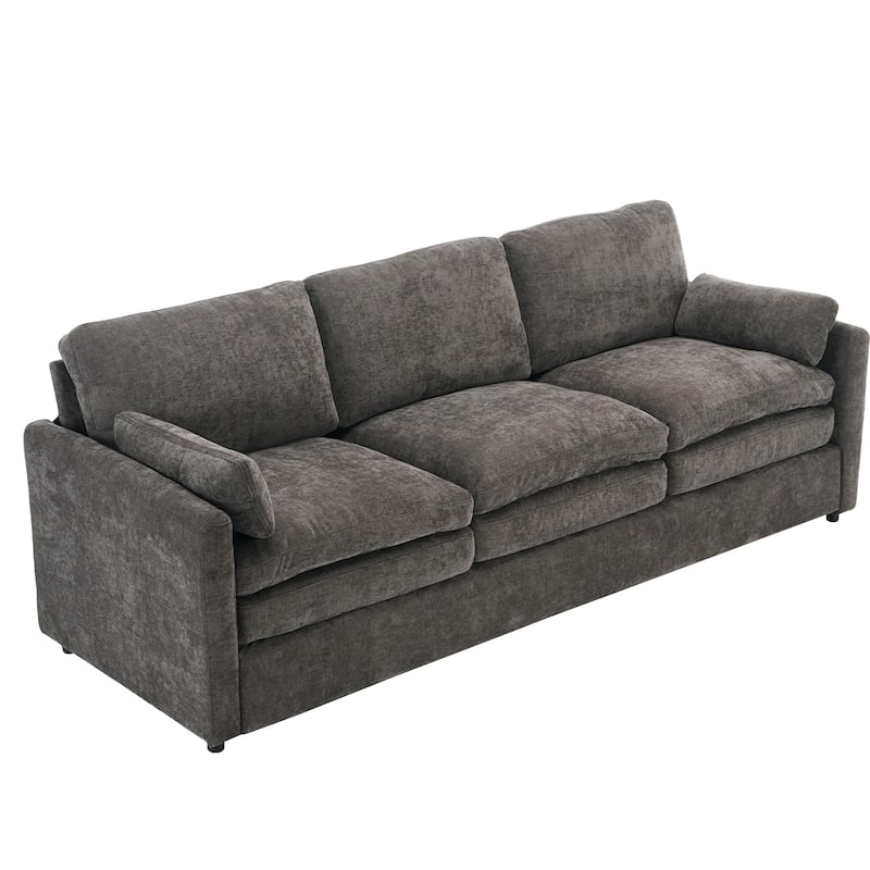 Roomfitters Upholstered 3-Seater Cloud Sofa with Double Cushions, Oversized Comfy Couch for Living Room, Grey