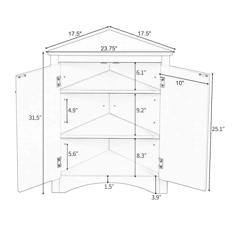 Sofucor Corner Storage Cabinet with Adjustable Shelves,Triangle Bathroom & Kitchen Organizer,Freestanding Floor Cabinet - N/A