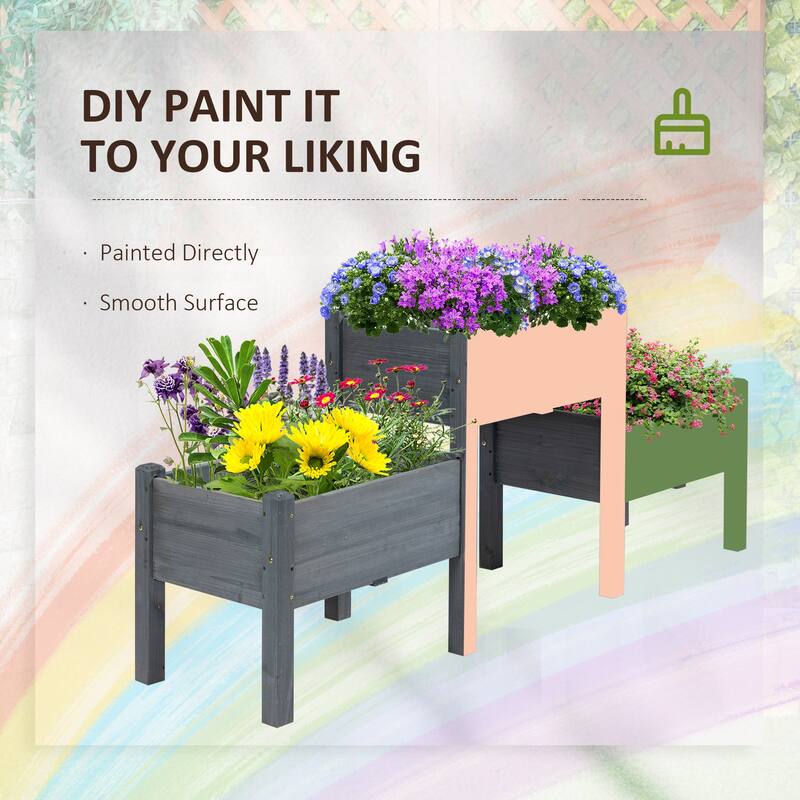 Modern Minimalist Garden Bed with 3 Planter Box Drainage Holes, for Vegetables Herb and Flowers, Gray - 8' x 10'