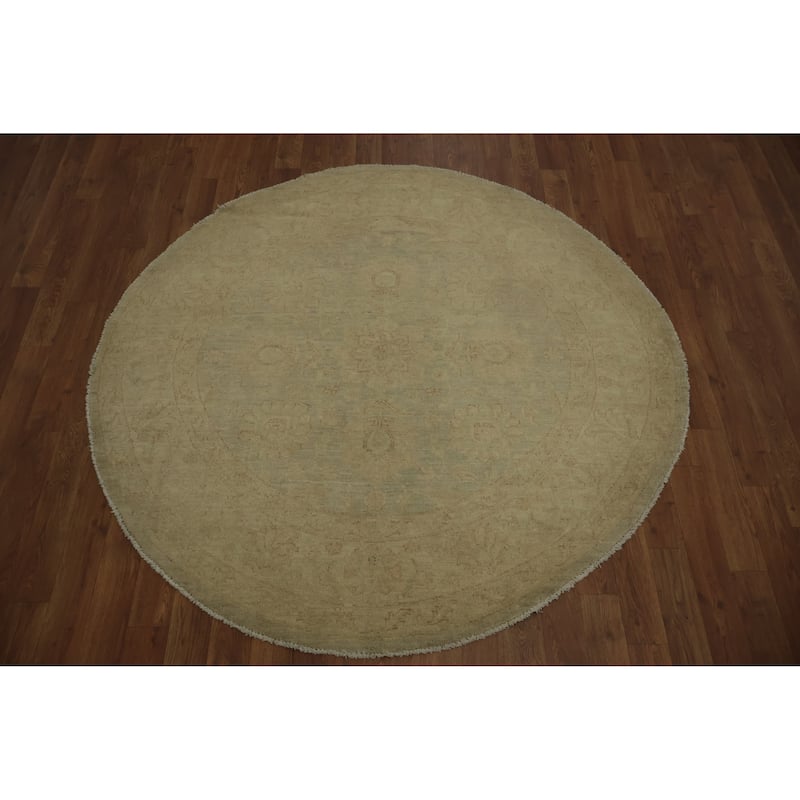 Hand Knotted Oriental 100% Wool Carpet Traditional Floral Green Peshawar Area Rug - 4' 10'' X 4' 11''