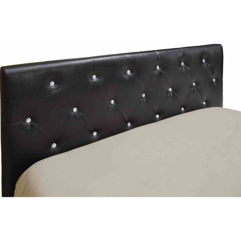 Contemporary Black Finish 1PC Fully Upholstered Tufted Platform Bed