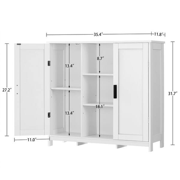 dimension image slide 0 of 4, Rattan Storage Cabinet with 3 Adjustable Shelves - 11.8"D x 35.4"W x 31.7"H