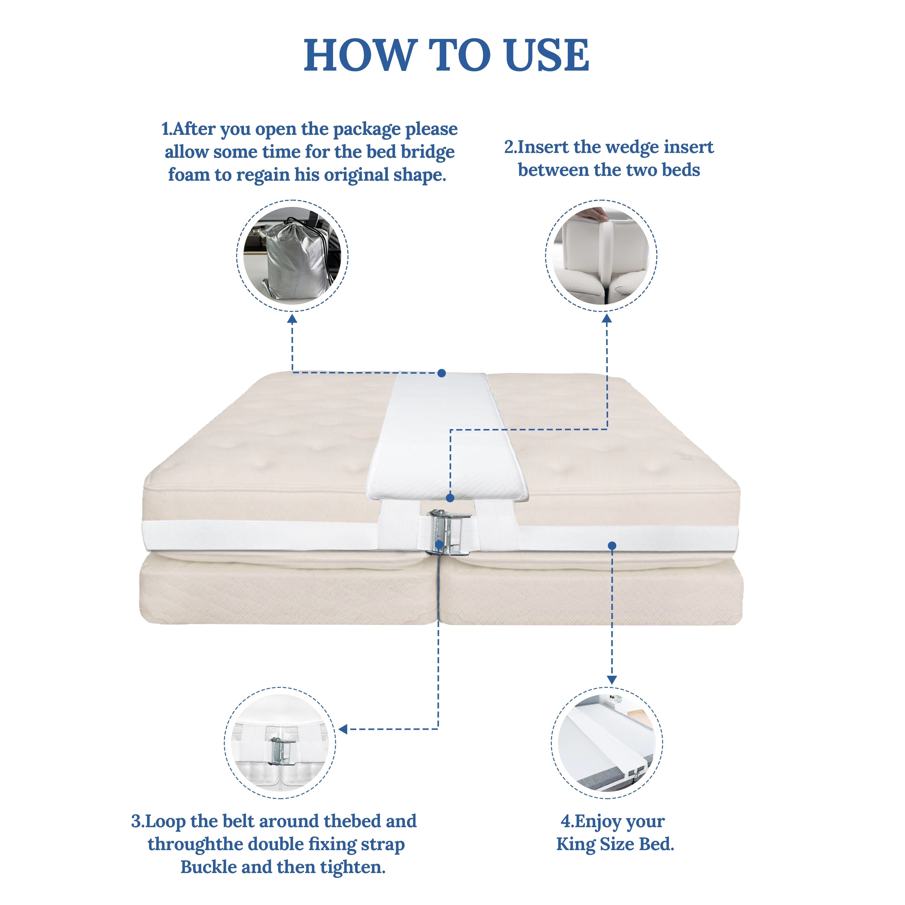 WOWMAX Bed Bridge Twin to King Converter Kit (NOT BED) On Sale