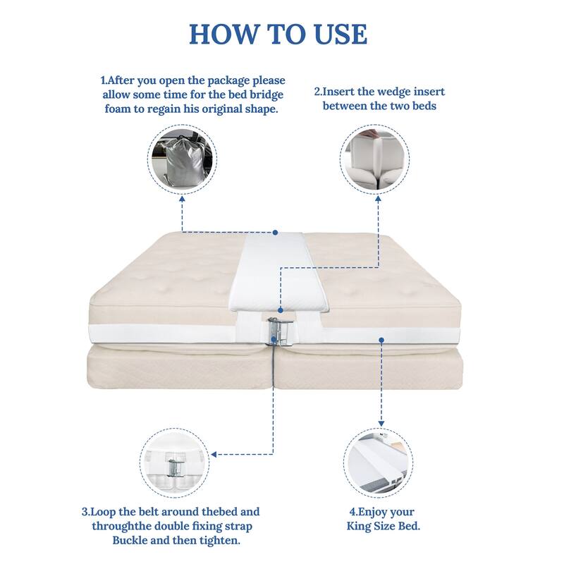 WOWMAX Bed Bridge Twin to King Converter Kit (NOT BED)
