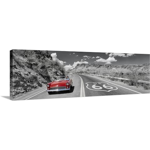 "Vintage car moving on the road, Route 66, Arizona" Canvas Wall Art