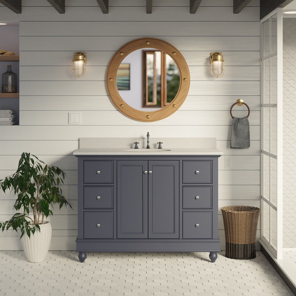 KitchenBathCollection Bella 48" Bathroom Vanity with Quartz Top