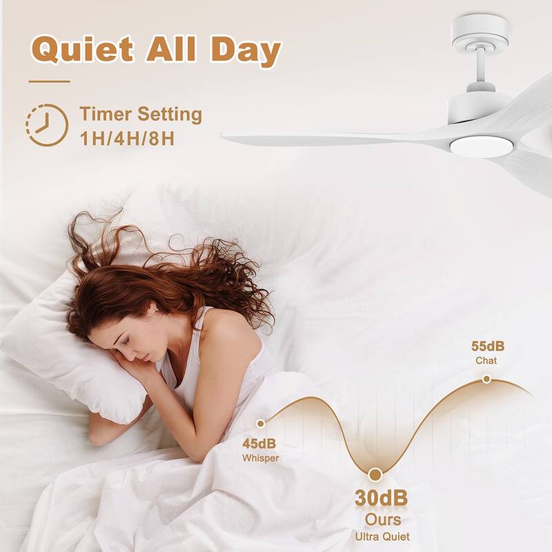 52 in. Modern Outdoor Indoor White Ceiling Fans with LED Lights Remote, Voice Control via WIFI Alexa App, Quiet DC Motor