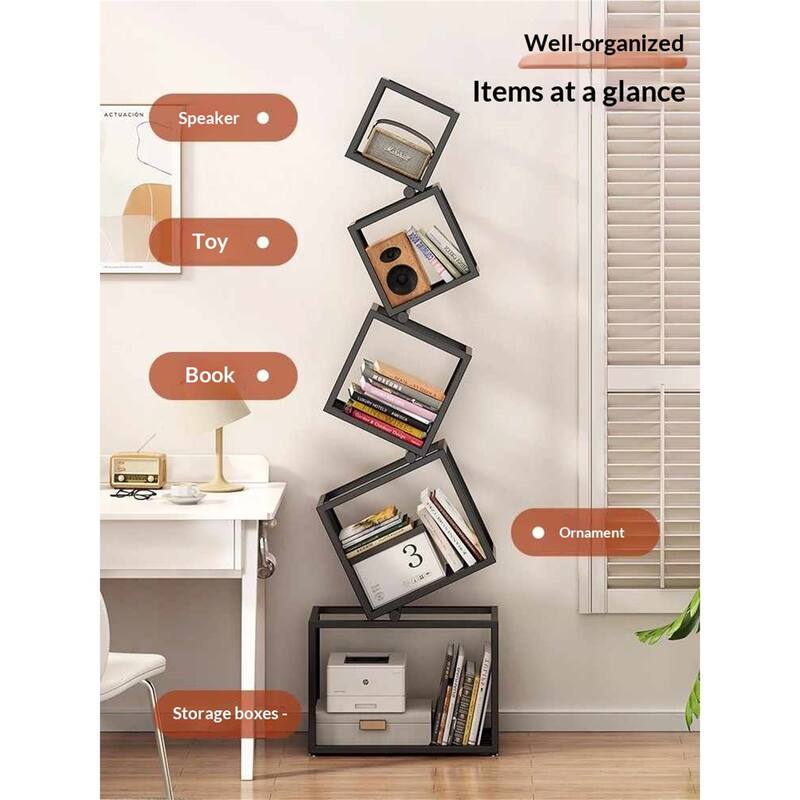 Metal Creative Corner Floor Shelf Special-shaped Display Shelf Wall Bookshelf