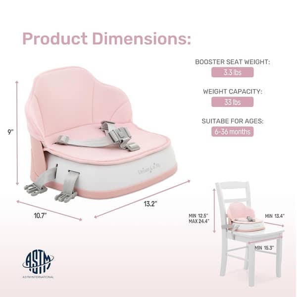 dimension image slide 0 of 5, Dream On Me Cozy Pod Booster Seat with Removable Cover