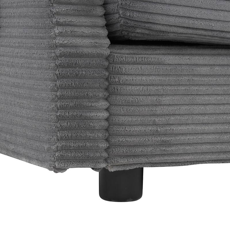75.6" Compact L-Shape Sectional, Corduroy Modular Sofa with Pockets
