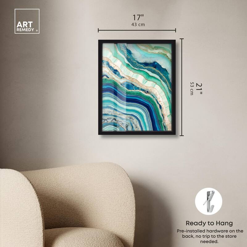 Blue Green Abstract Agate II Shadowbox by Art Remedy
