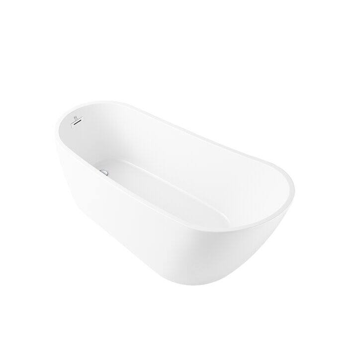 DeerValley Prism 67" x 29" Freestanding Soaking Acrylic Bathtub with Overflow Drain