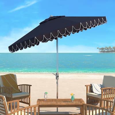 SAFAVIEH Outdoor Elegant Valence 9Ft Auto Tilt Umbrella