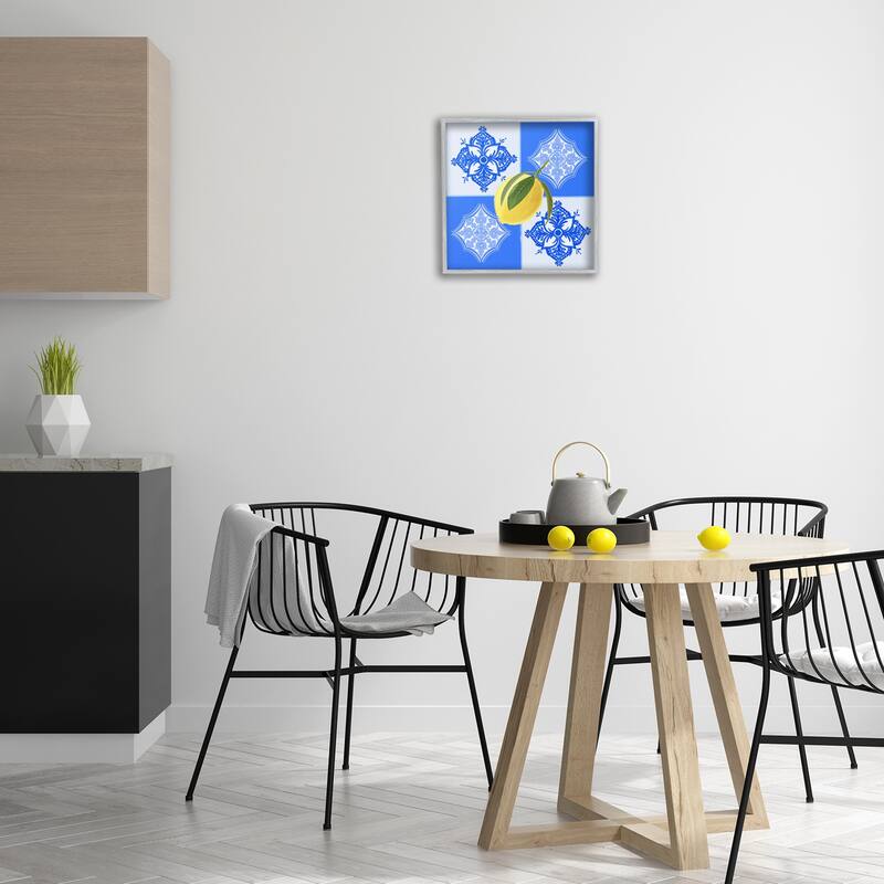 Stupell Lemon over Geometric Tiles Framed Giclee Art Design By Ashley Singleton
