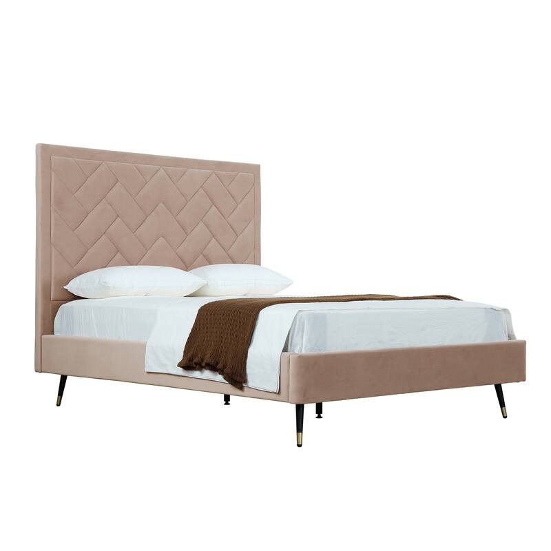 Manhattan Comfort Crosby Velvet Upholstered Bed