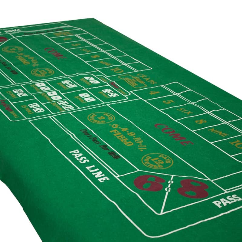 GSE™ Casino Craps Tabletop Game Set with 36"x72" Craps Layout Felt, 5-Piece 19mm Casino Dice, 3" Craps On/Off Puck