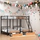 preview thumbnail 14 of 22, Full Over Twin & Twin Bunk Bed, Metal Triple Bunk Bed with Drawers and Guardrails