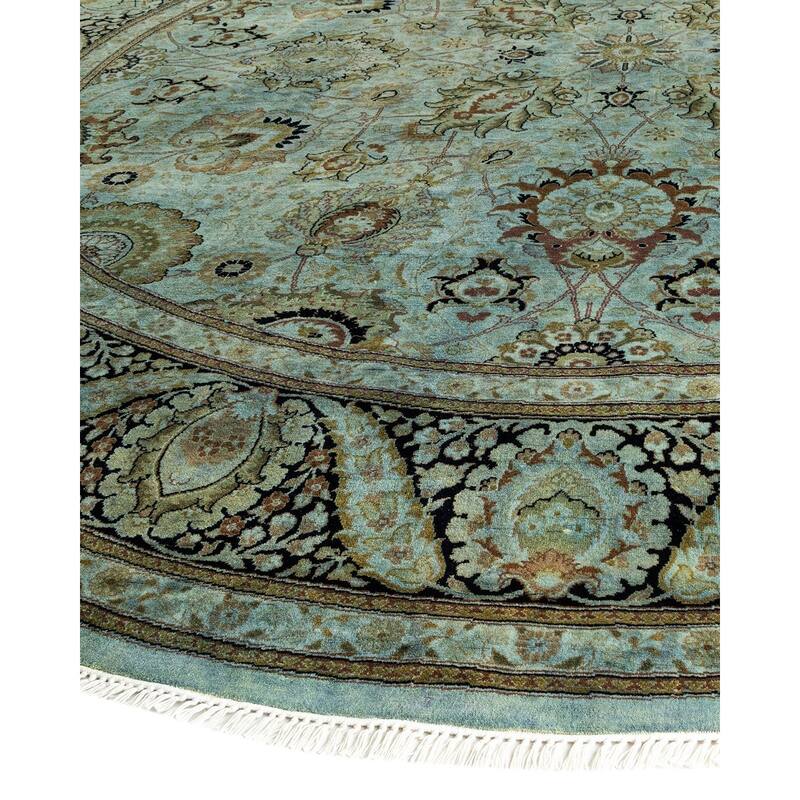 Overton Hand Knotted Wool Vintage Inspired Modern Contemporary Overdyed Gray Square Area Rug - 9' 1" x 9' 1"