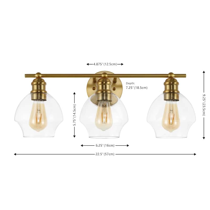 SAFAVIEH Hayam 3-Light Bathroom Vanity Wall Sconce (LED Bulbs Included) - 22.5 In. W x 7.25 In. D x 9.25 In. H - 23Wx7Dx9H