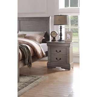 Traditional Wood Nightstand, 2 Drawers, Antique Gray - Bed Bath ...