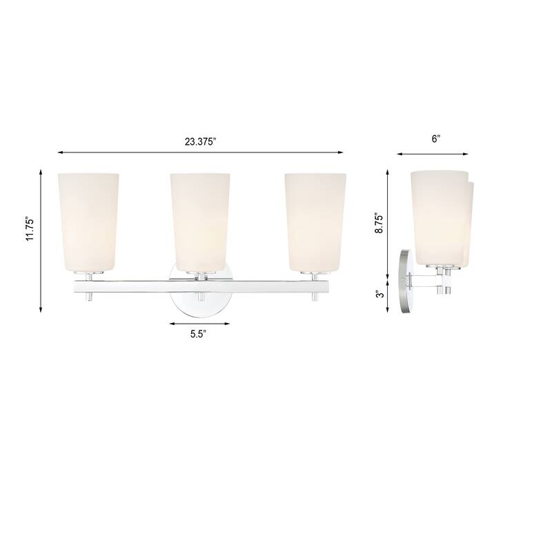 Colton 3 Light Polished Chrome Wall Mount - 23.7'' W x 11.50'' H
