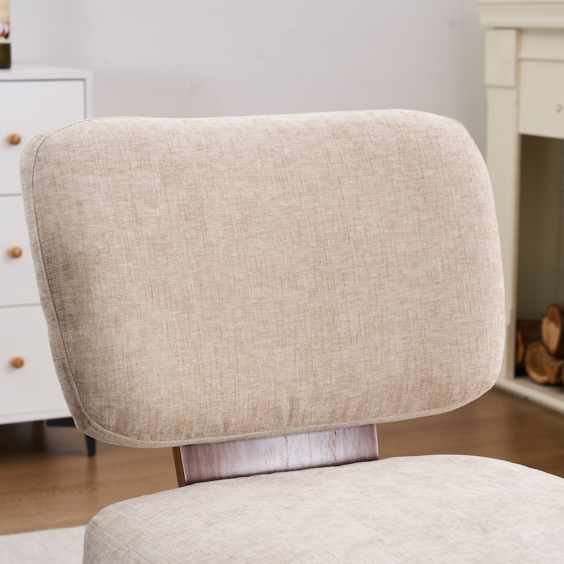 Linen Upholstered Armless Dining Chair with Casters