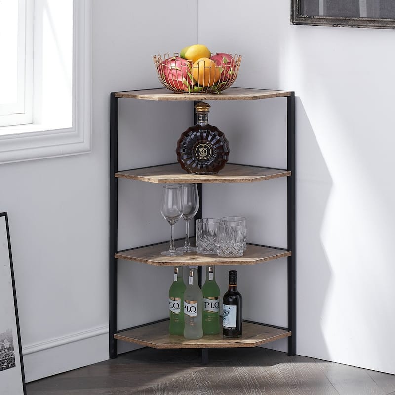 VECELO 4-Tier Triangle Corner Bookshelf & End Table 31" Multi-Functional Living Room Storage shelf