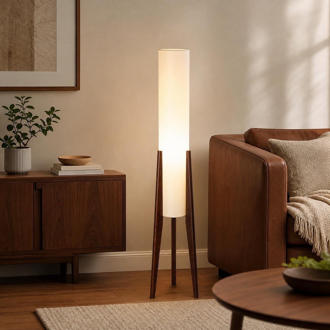 Wabi-Sabi Natural Wood Zen Floor Lamp