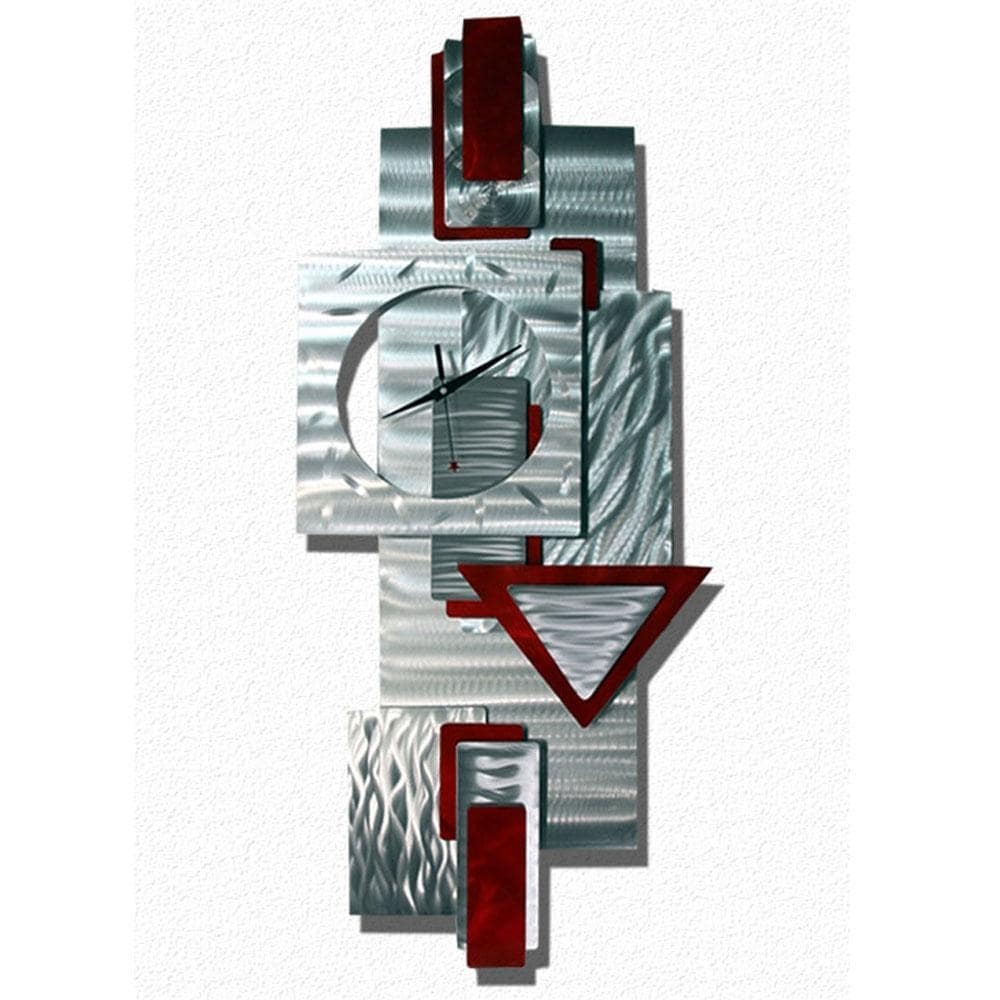 Shop Statements2000 Abstract Metal Wall Clock Modern Geometric Functional Art By Jon Allen Scarlet Times 37 X 17 On Sale Free Shipping Today Overstock 30084908