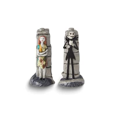 Curata Jack Skellington and Sally Stoneware Salt and Pepper Set