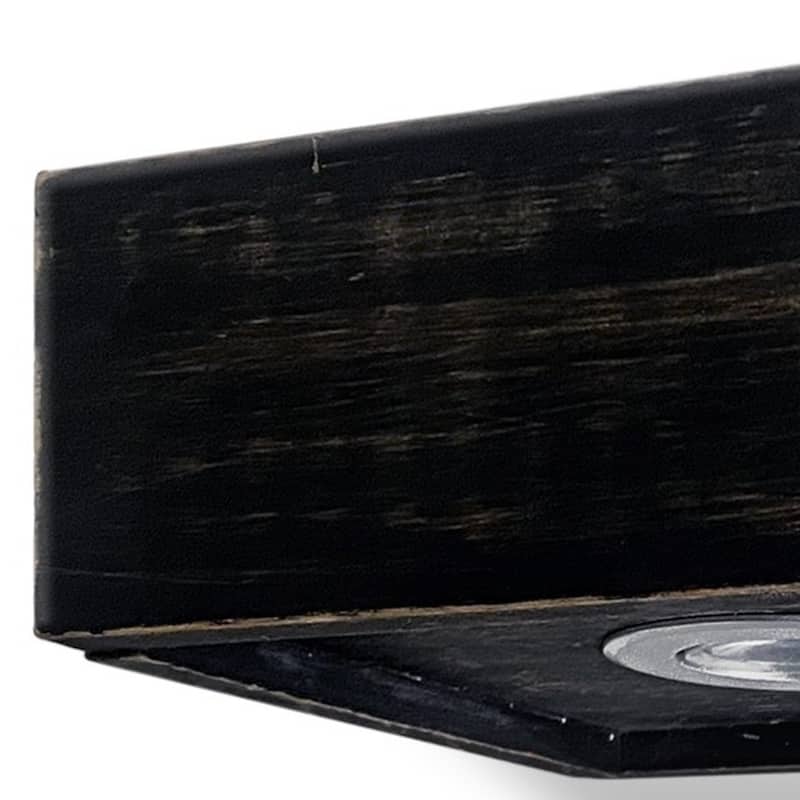 HomeRoots 7" Black Wood Wall Mounted Floating Shelf With LED Light - 7.00 in. x 3.00 in. x 7.00 in.