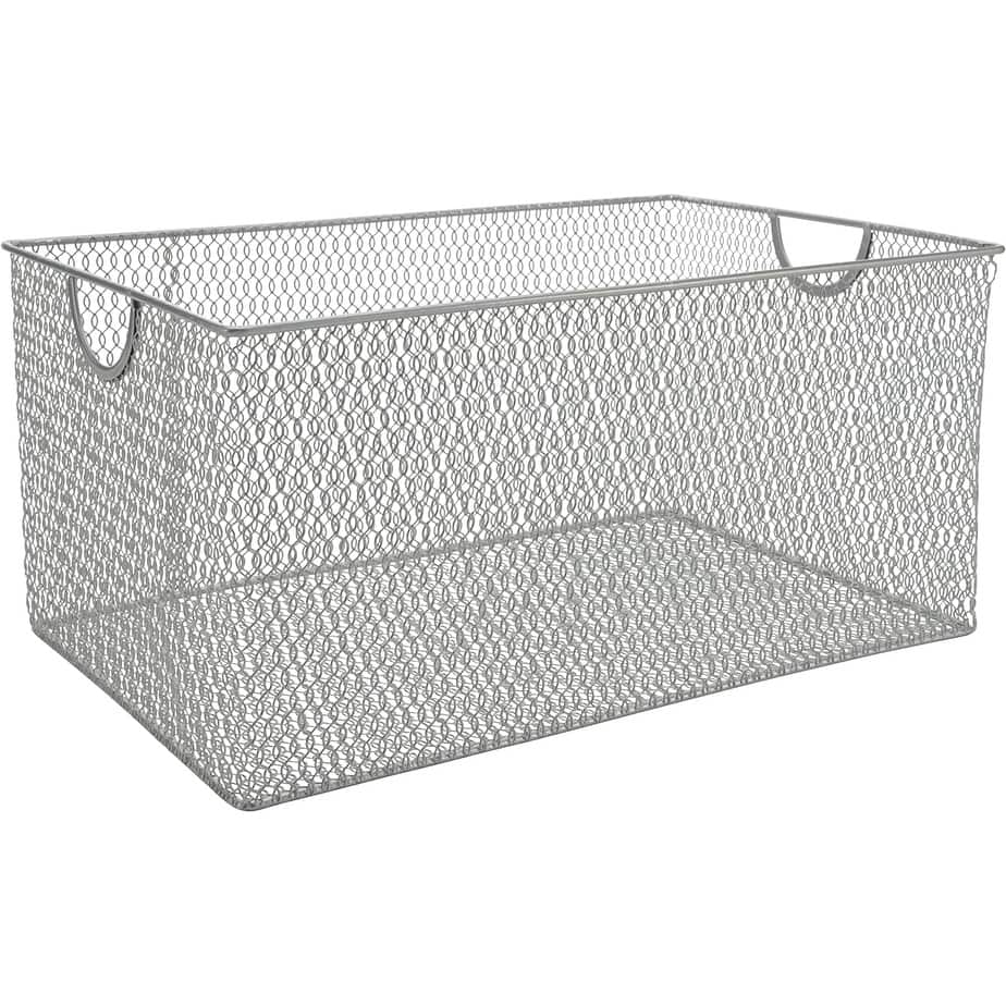 Silver Mesh Open Bin Storage Basket