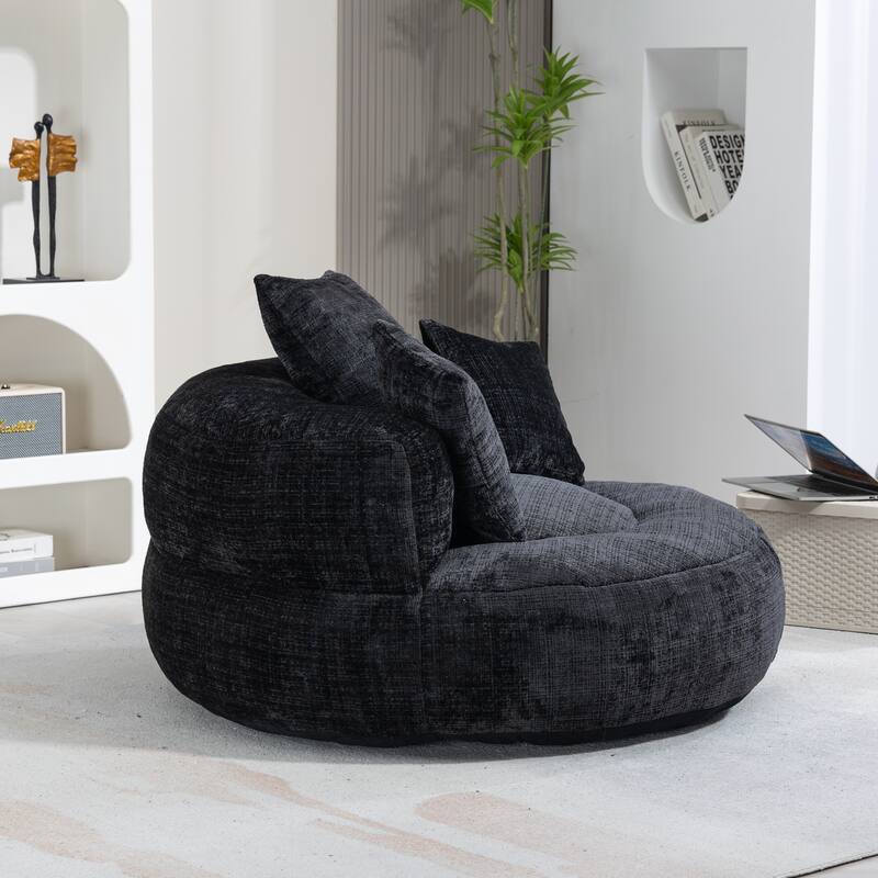 Chenille Lazy Sofa with Pillows