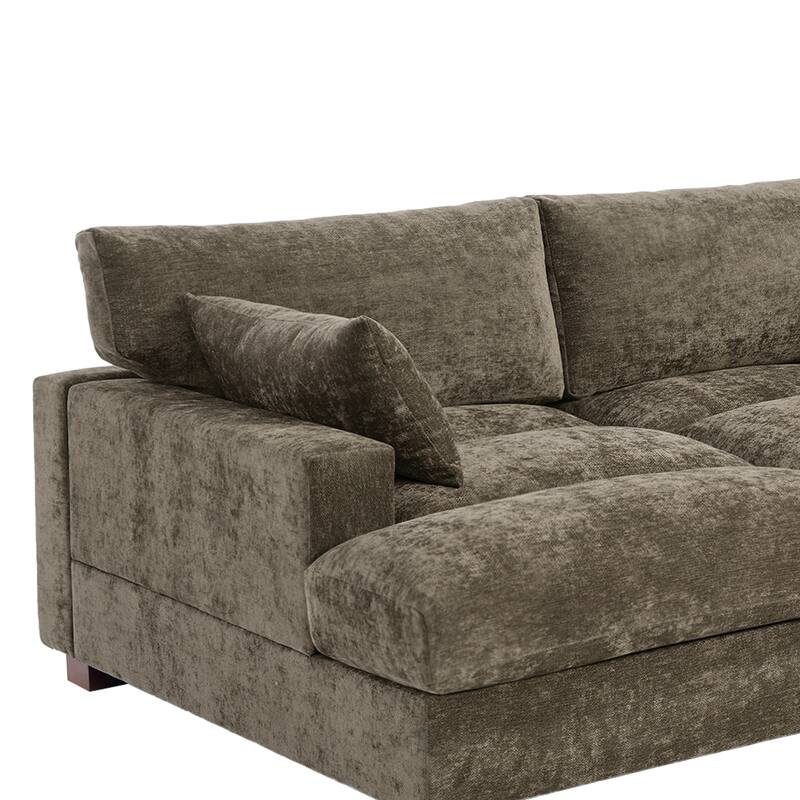 82.5"W Chenille Upholstered Sectional Modular Sofa With Chaise