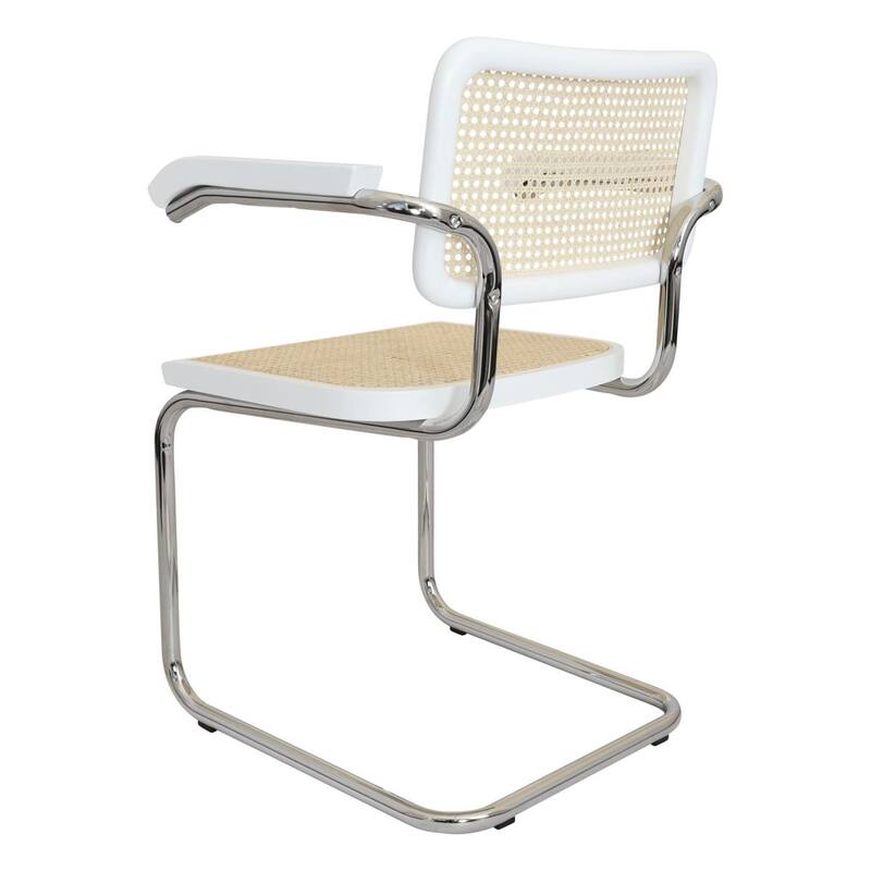 Breuer Chair Company Marcel Breuer Cesca Cane Cantilever Armchair Arm Chair w/ Chrome Steel Frame (Various Wood & Cane Colors)