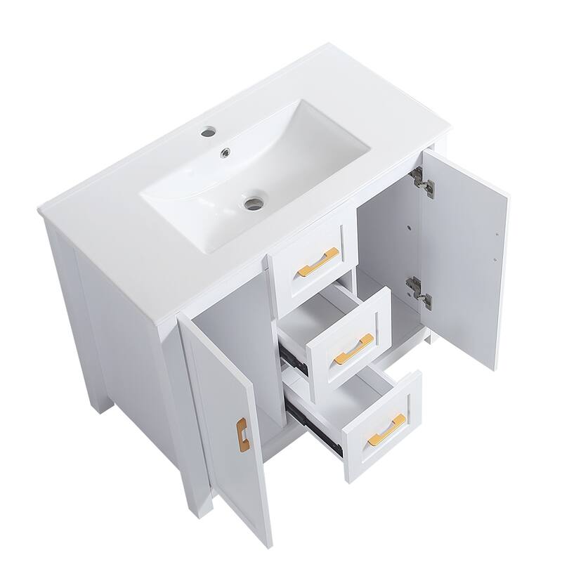 36" Bathroom Vanity with Undermount Single Sink and 2 Doors and 3 Drawers - 36''