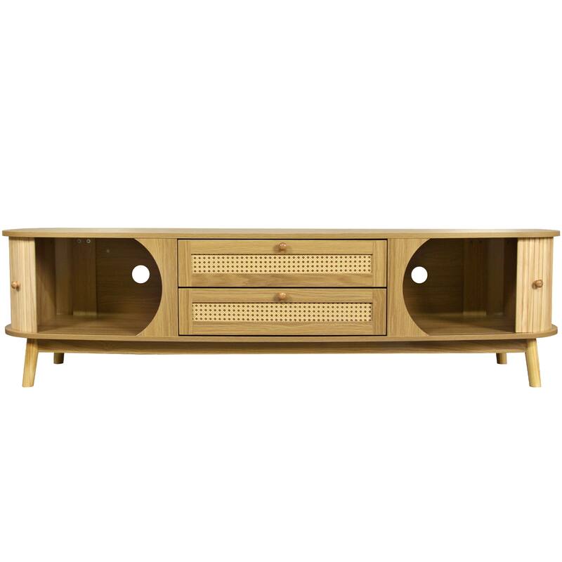 Rustic TV Cabinet for 75" TVs, Farmhouse Entertainment Center with Cable Management & Ample Storage