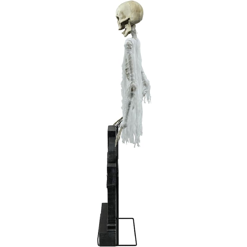 Haunted Hill Farm Floating Skeleton Ghost Over Tombstone by Tekky, Indoor or Covered Outdoor Premium Halloween Animatronic