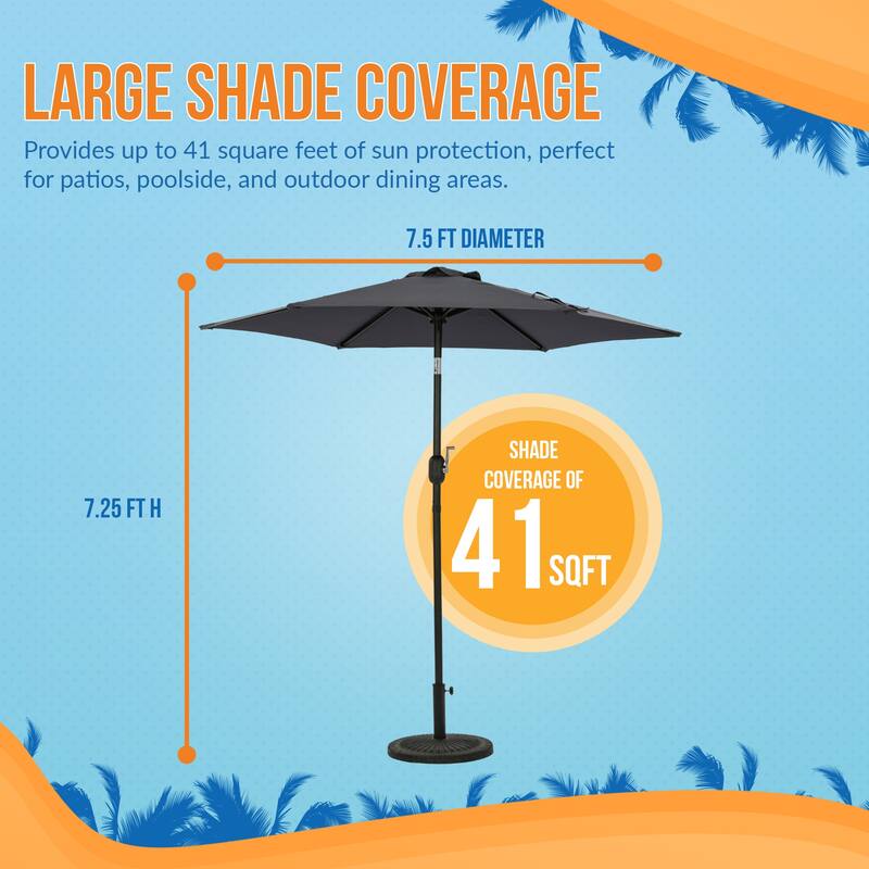 Island Umbrella Bistro 7.5-ft Hexagon Market Umbrella with Polyester Canopy