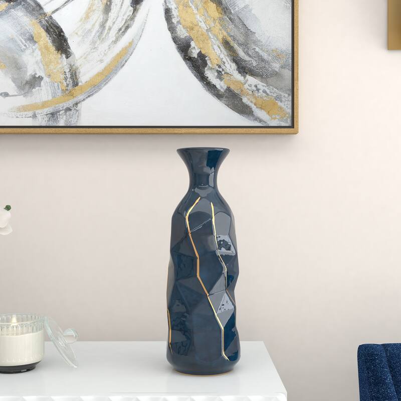 Blue Modern Smooth Glazed Stoneware Vase