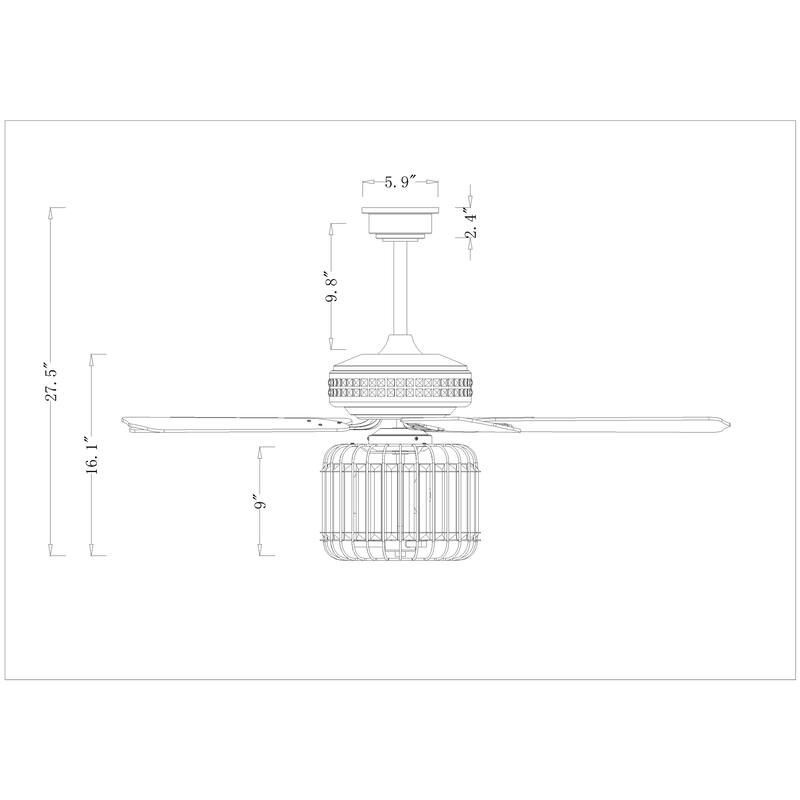 Ailen 52 Inch Chrome Finish Crystal Ceiling Fan with Remote - N/A