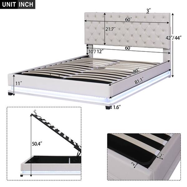 Modern Tufted Plattform Bed with Storage Underneath, Queen Lift Up