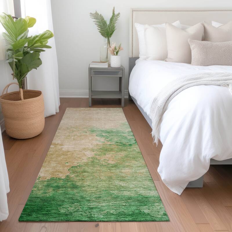 Machine Washable Indoor/ Outdoor Abstract Modern Chantille Rug - Peach - 2'3" x 7'6"