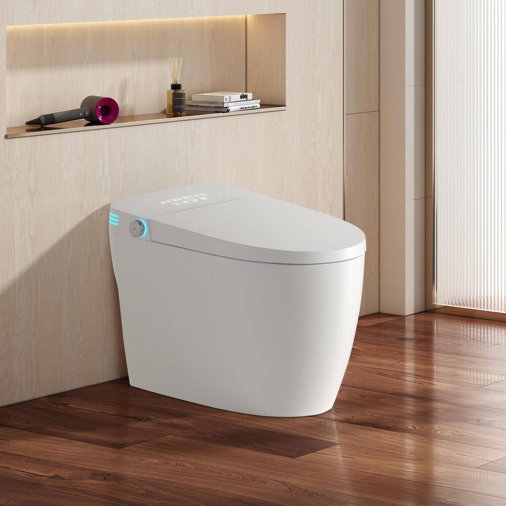 Tankless Smart Toilet With Bidet Built In, One-Piece Bidet Toilet Seat, Auto Flush,Heated Seat,Remote Control