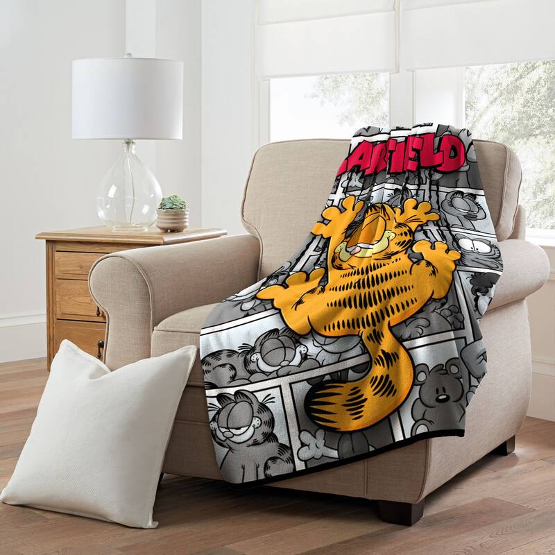 Garfield Cat Scratch Smile Micro Raschel Throw